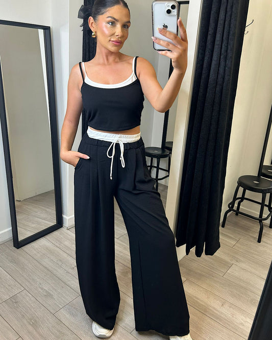 Black Crop Top and Joggers Suit