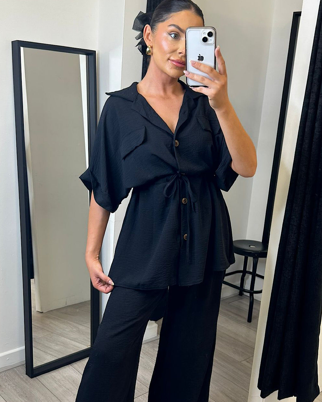 Black Shirt and Trousers Co Ord Suit