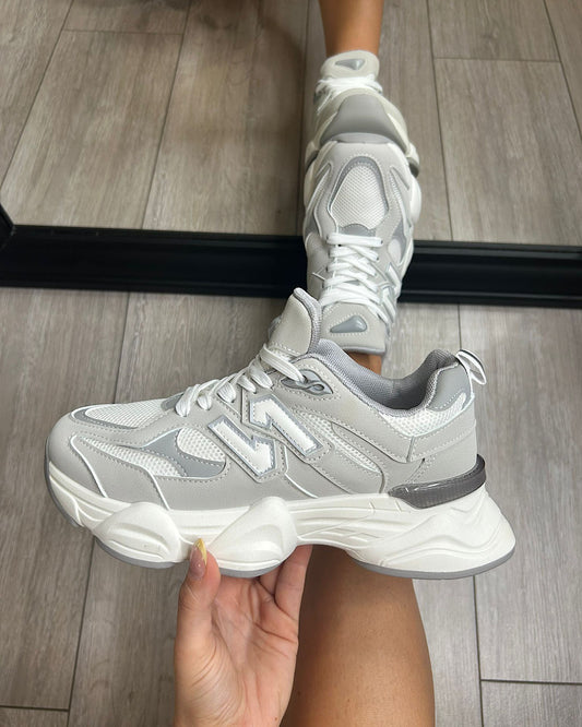 Grey Chunky Lace Up Trainers