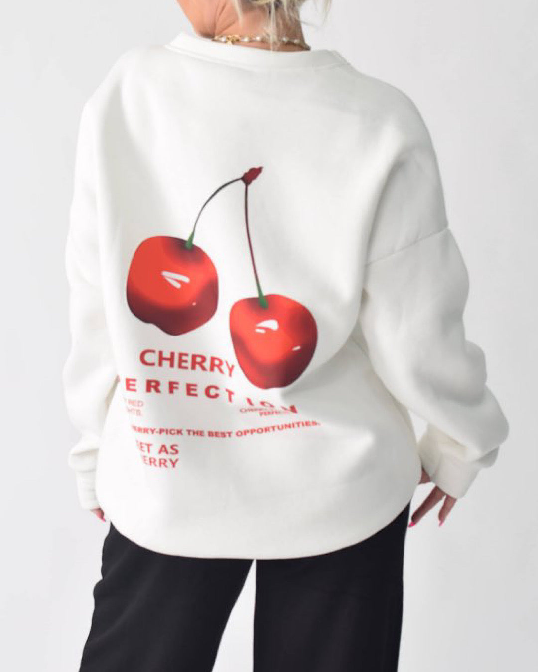 White Cherry Perfection Sweatshirt