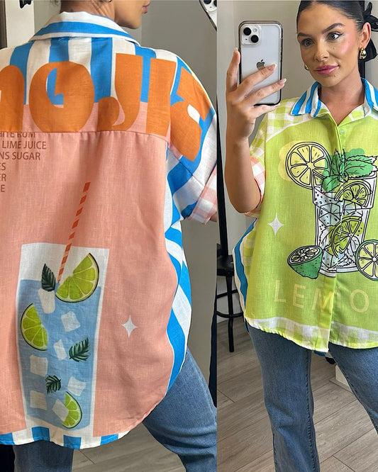 Oversized Tropical Print Shirt
