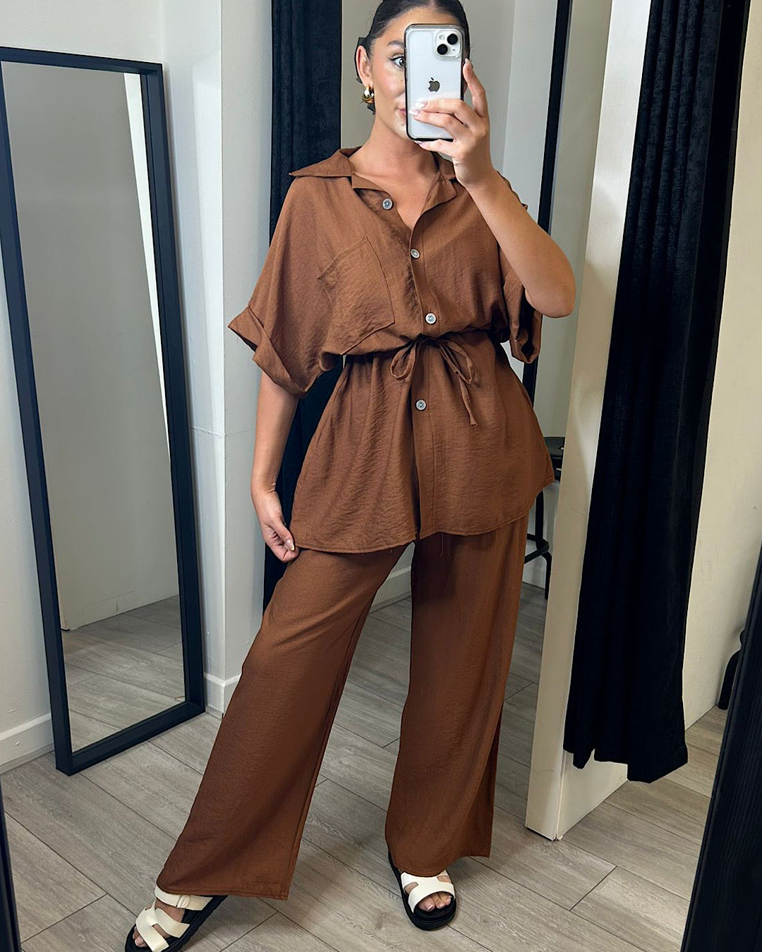 Chocolate Shirt and Trousers Co Ord Suit
