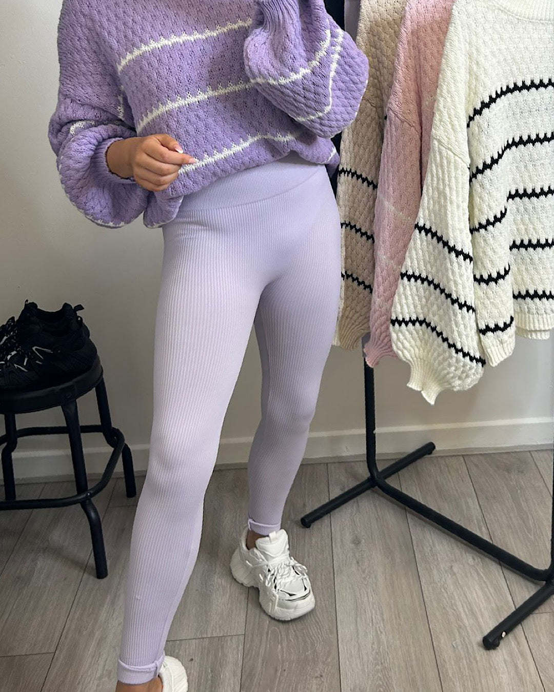 Lilac Ribbed Leggings