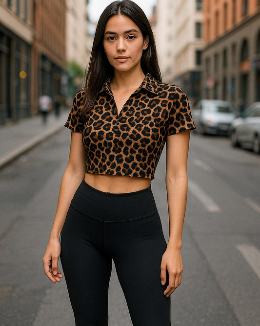Leopard Print Collared Top
