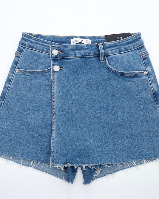 Blue Denim Wrap Over Skort