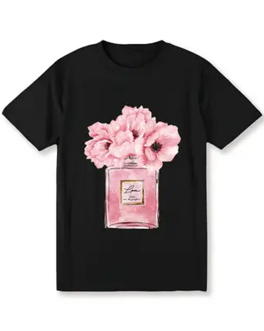 Black Flower Print Tee