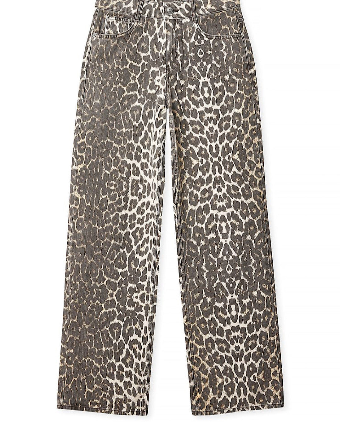 Wide Leg Leopard Print Jeans