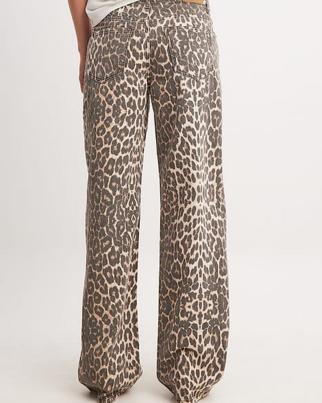 Wide Leg Leopard Print Jeans