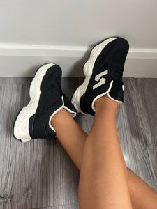 Black and White Chunky Lace Up Trainers