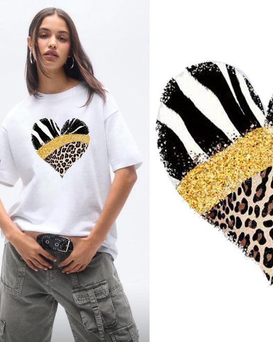 White Animal Print Tee
