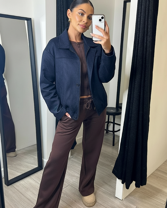 Navy Faux Suede Jacket