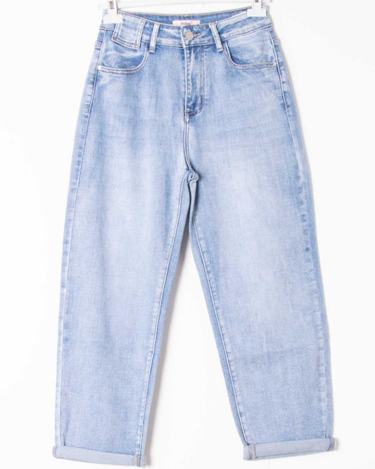 Wide Leg Barrel Blue Jeans