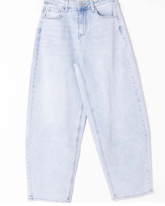 Wide Leg Barrel Light Blue Jeans