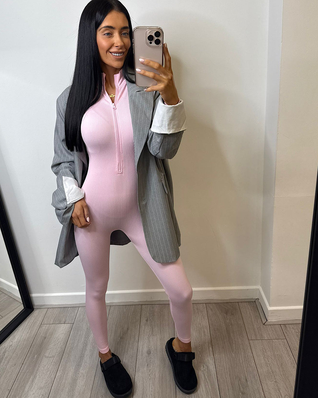 Pink Zip Up Jumpsuit