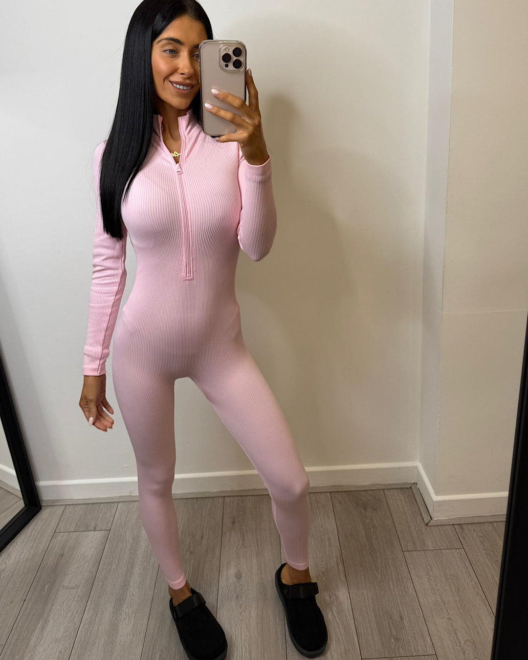 Pink Zip Up Jumpsuit