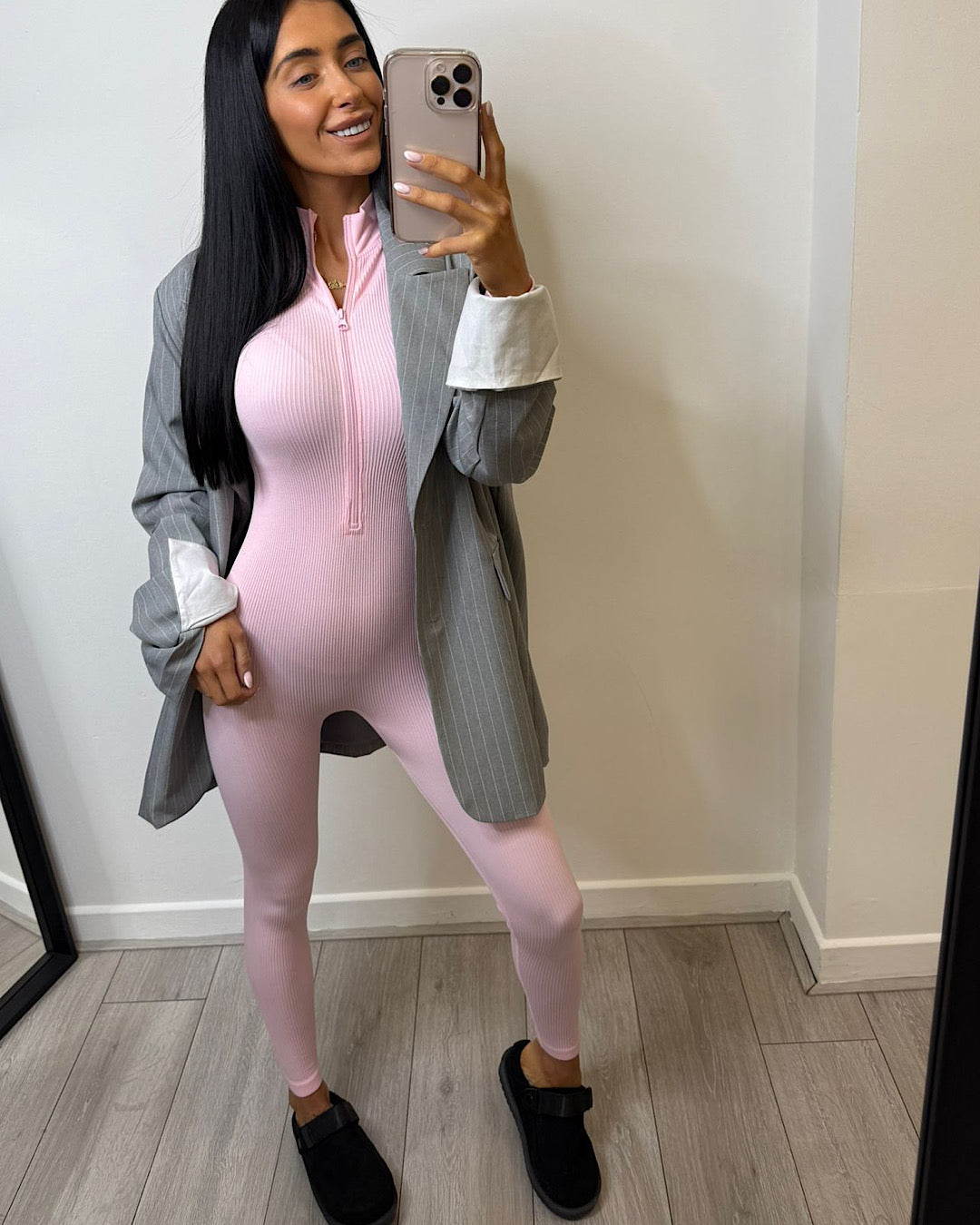 Pink Zip Up Jumpsuit