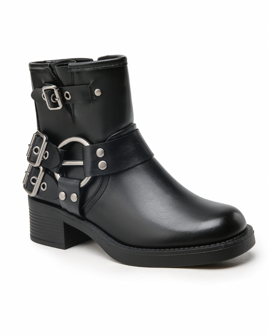 Flat Ankle Biker Boots