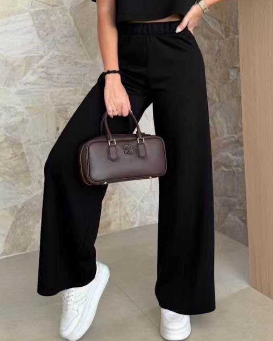 Black Short Sleeve Top and Joggers Suit