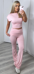 Pink Fold Over Waist Suit