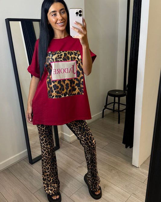 Burgundy J’Adore Animal Print Tee