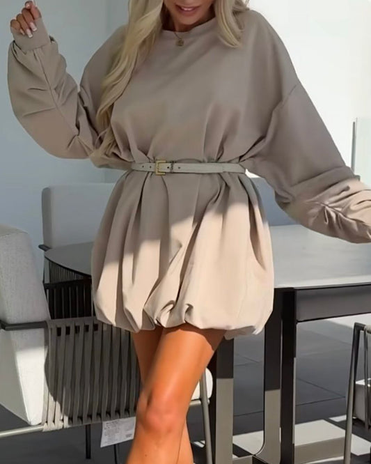 Beige Puff Dress