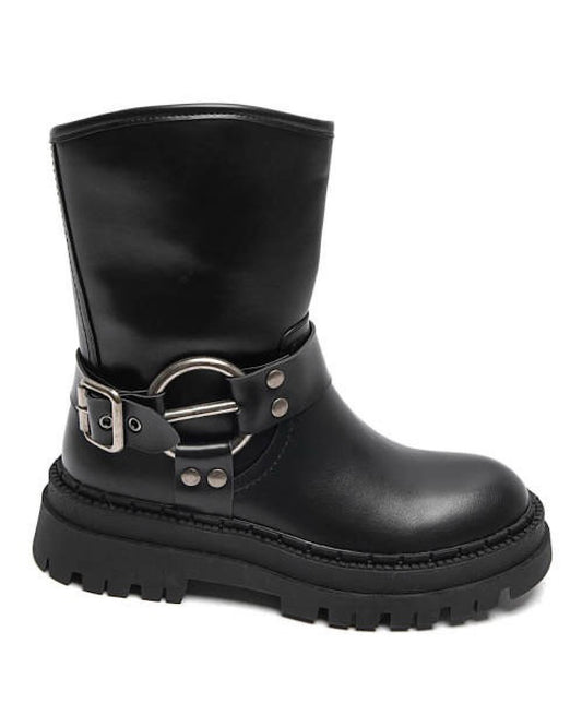 Black Ankle Length Biker Boots