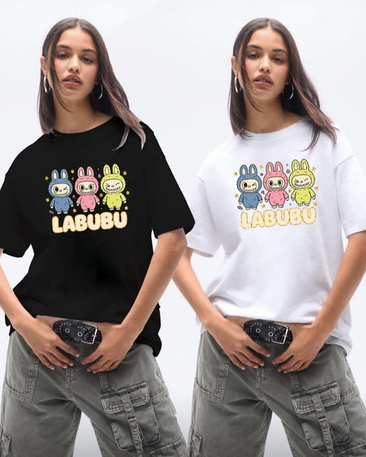 Black Multi Colour Print Tee