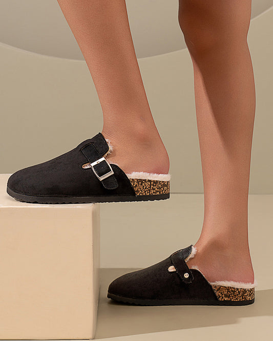 Black Fur Lined Clog