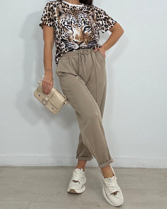 Taupe Barrel Leg Joggers