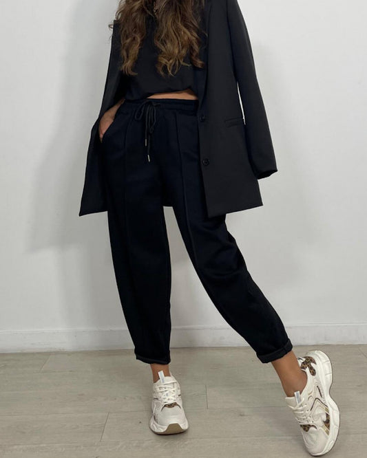 Black Barrel Leg Joggers