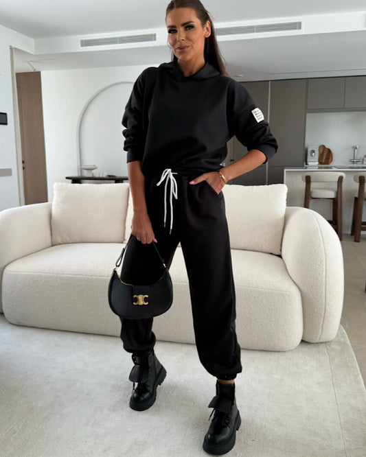 Black Overhead Hoody and Joggers Suit