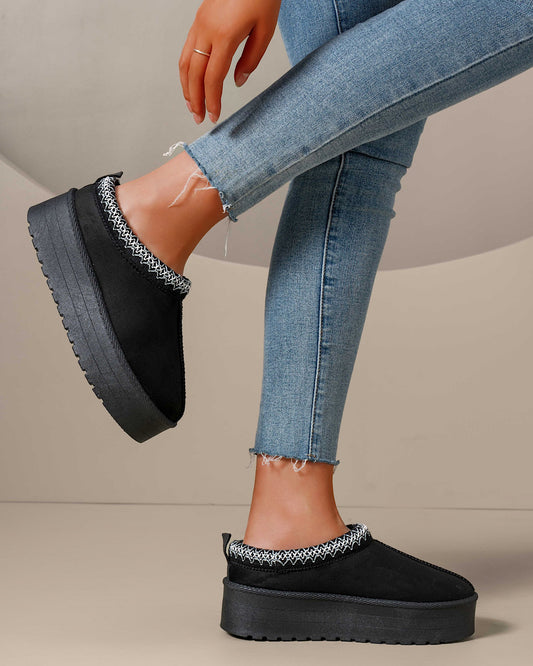 Black Faux Suede Platform Boots