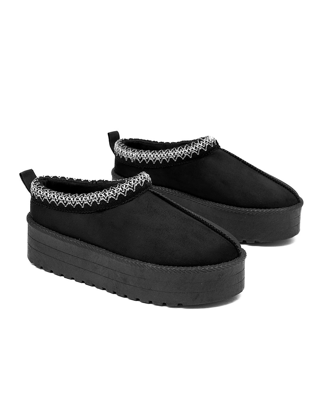 Black Faux Suede Platform Boots