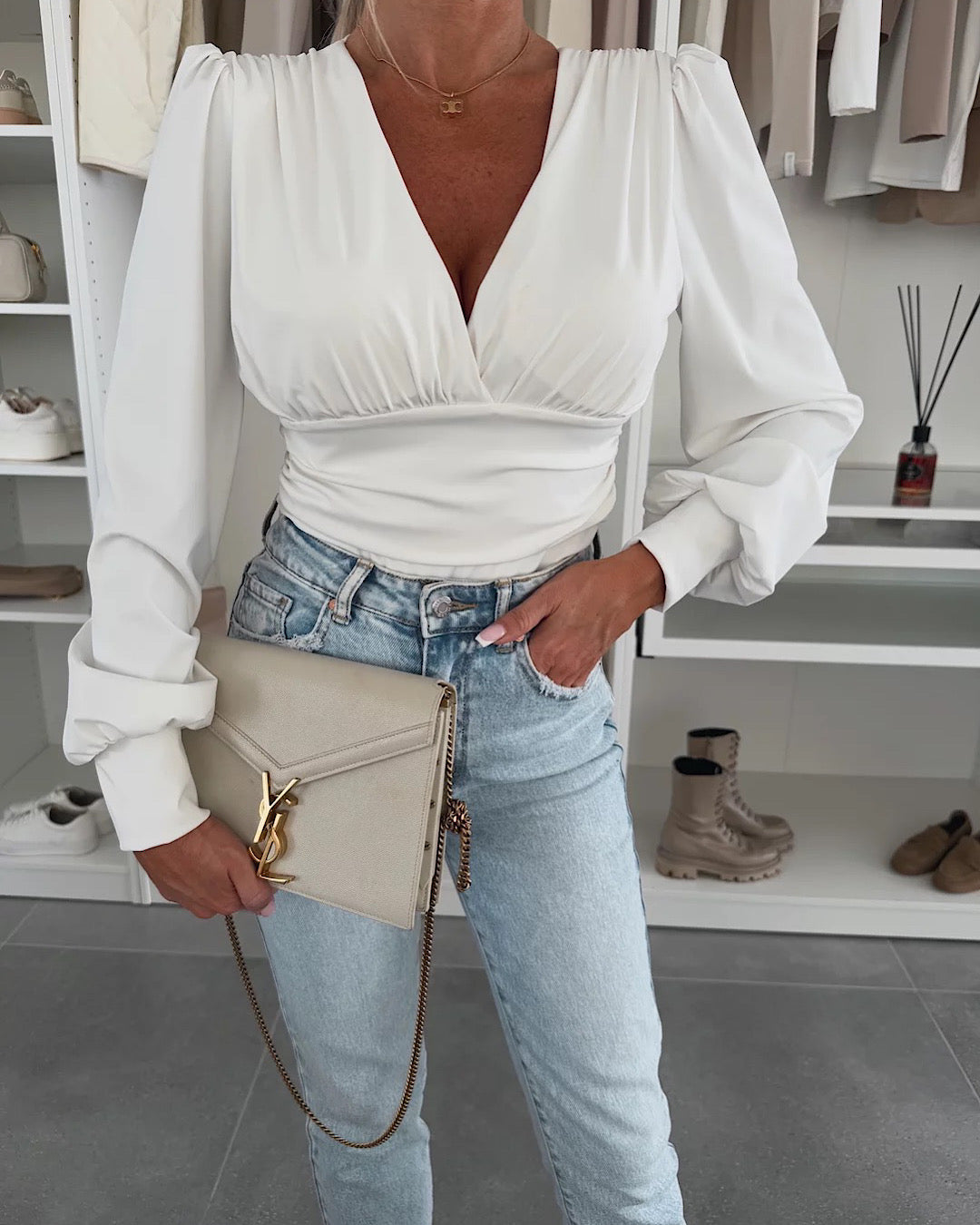 White Chiffon Bodysuit