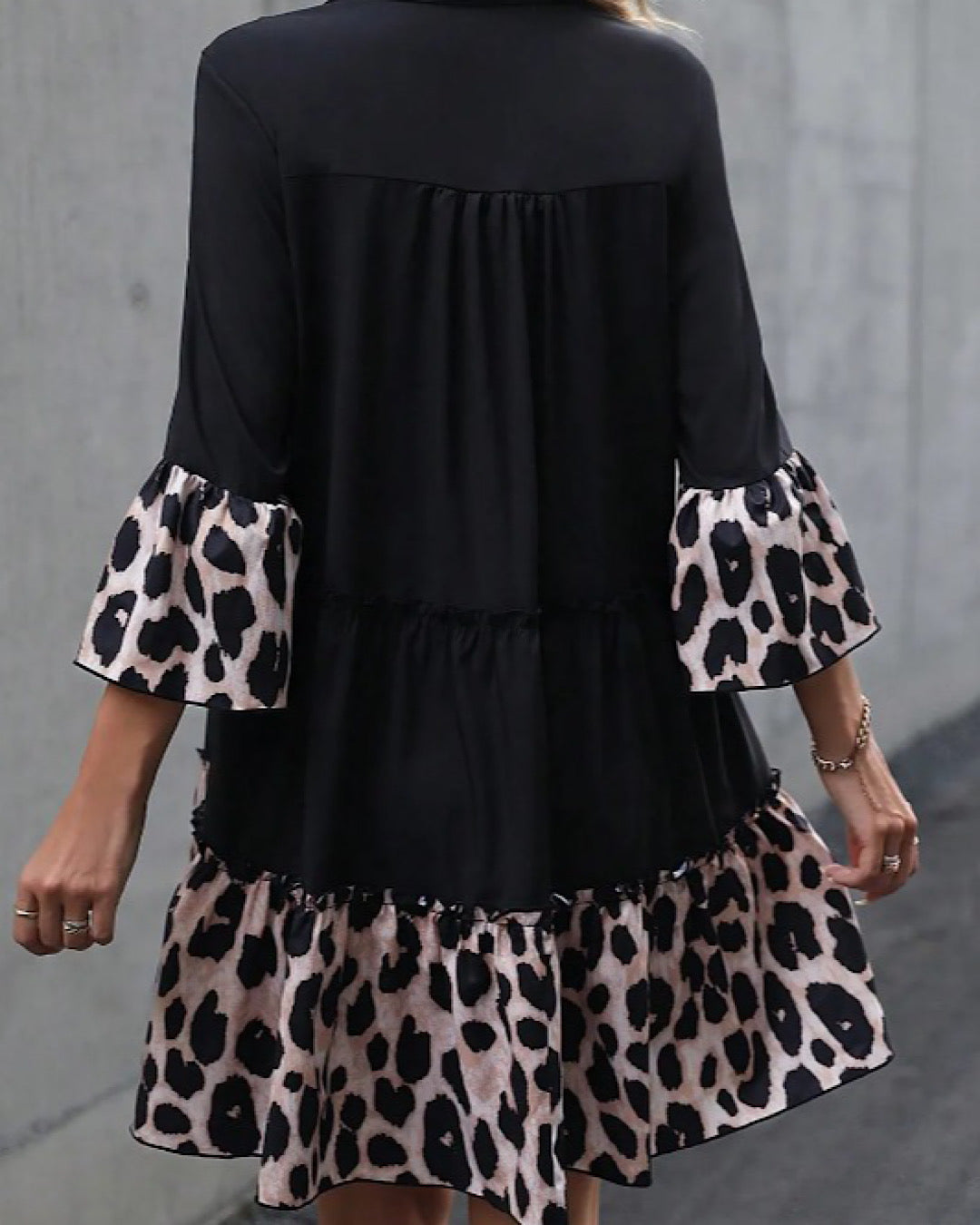 Black with Leopard Print Dress