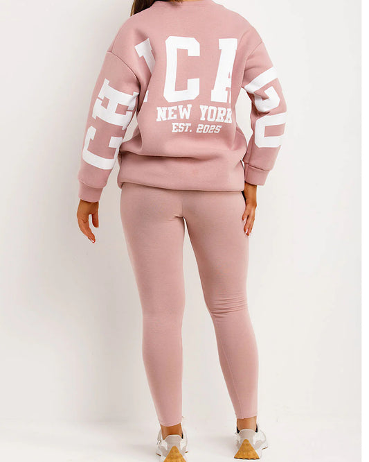 Pink Chicago Sweat and Leggings Suit