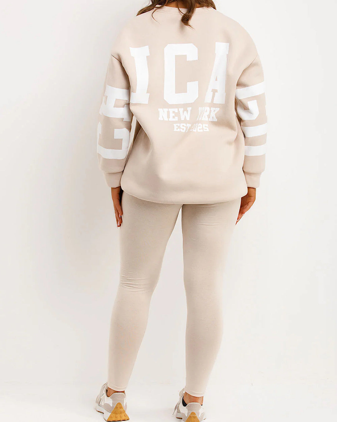 Beige Chicago Sweat and Leggings Suit