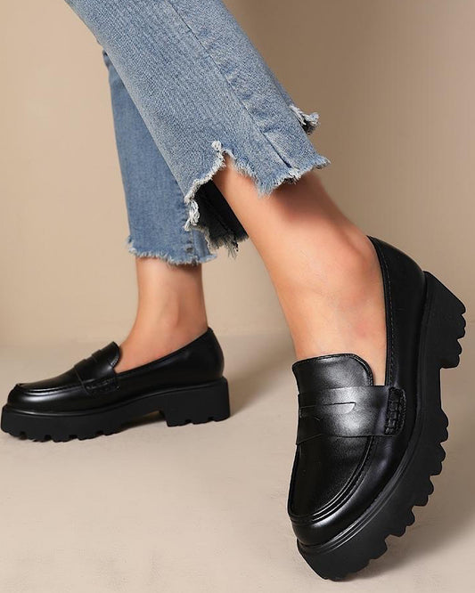 Black Faux Leather Loafer