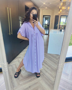 Lilac Maxi Shirt Dress