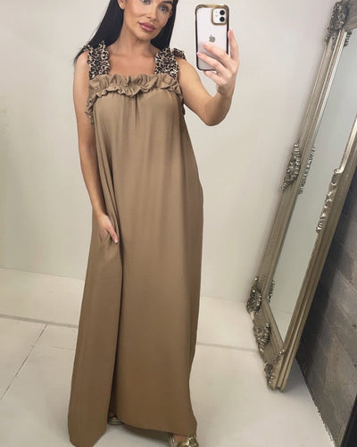 Camel Maxi with Leopard Straps