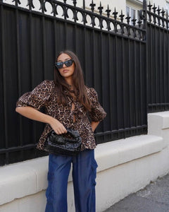 Animal Print Lace Front Top