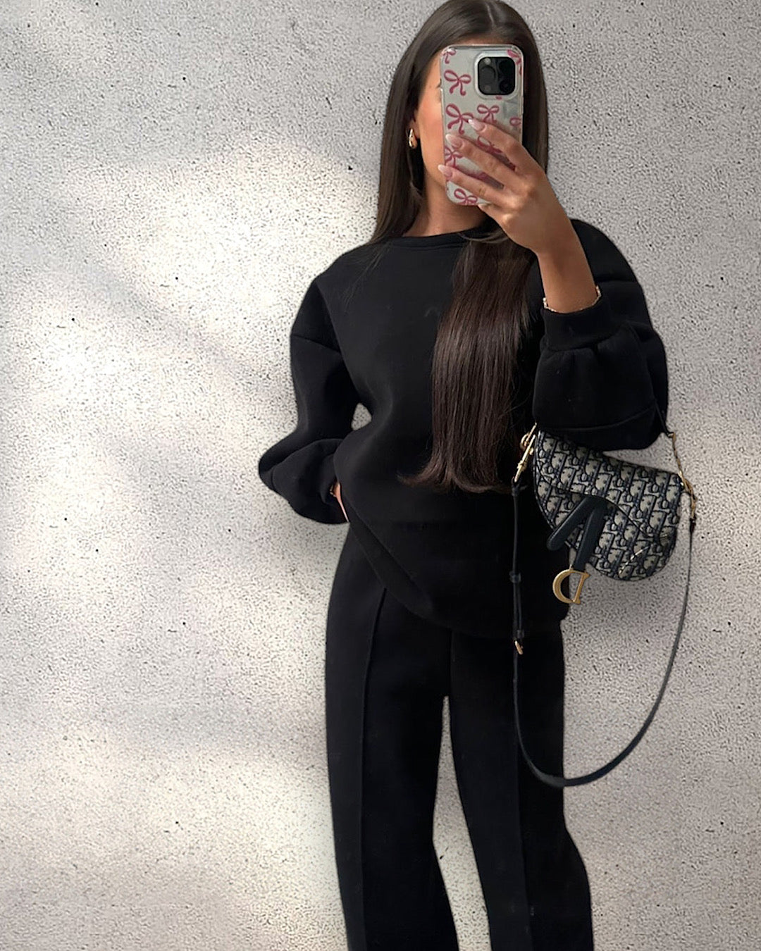 Black Sweat and Wide Leg Joggers Suit