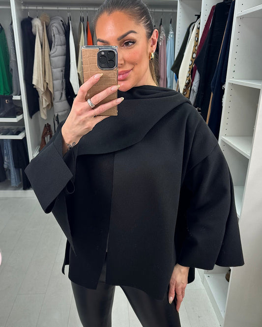 Black Wrap Cape Jacket
