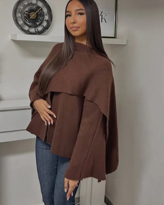 Chocolate Wrap Cape Jacket