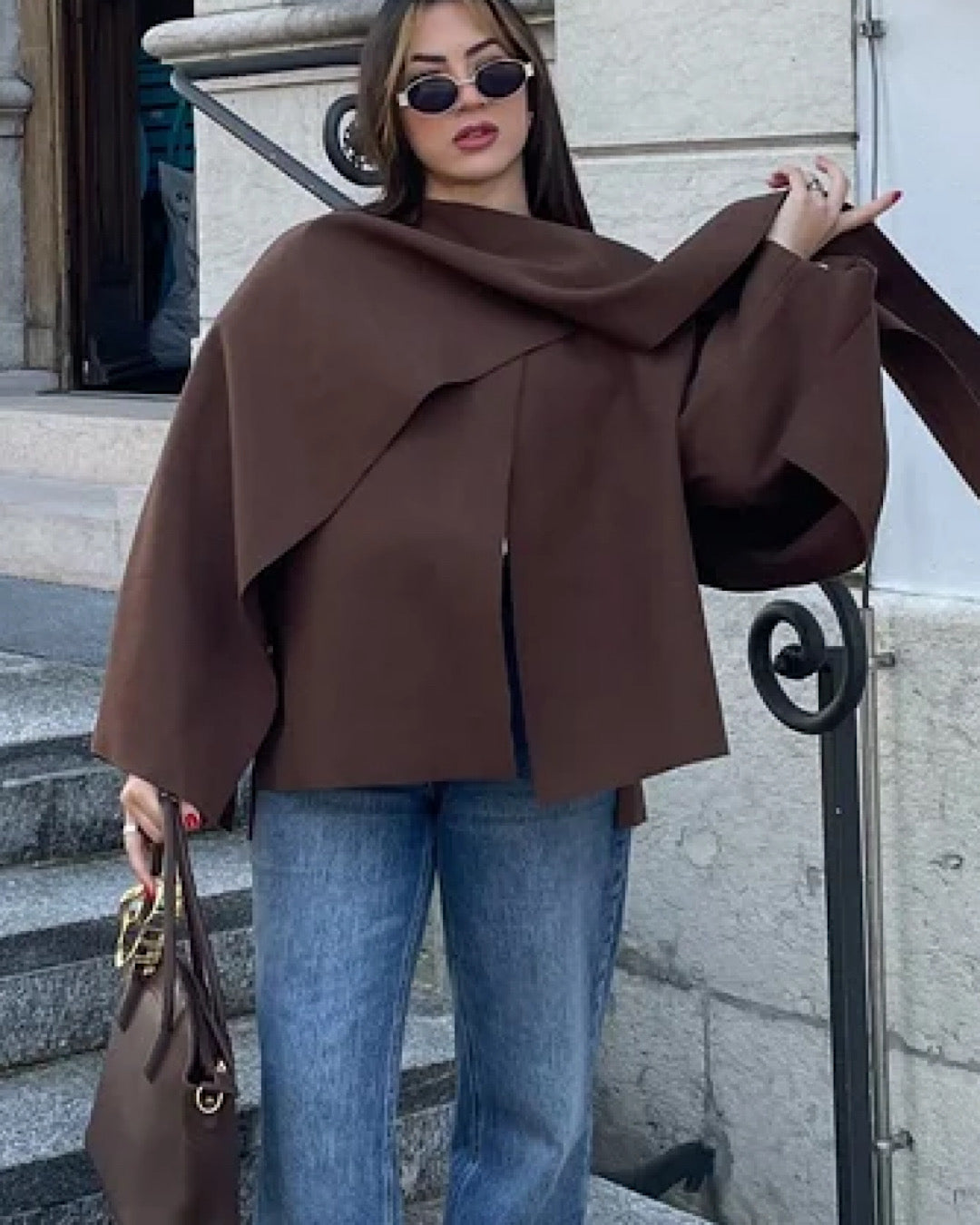 Chocolate Wrap Cape Jacket