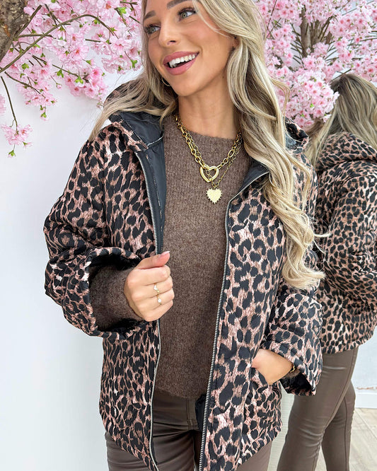 Leopard Print Puffer Jacket