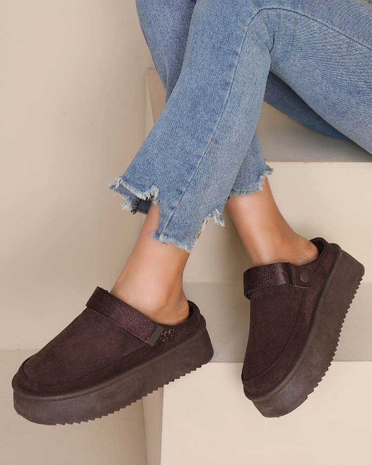 Chocolate Faux Suede Platform Boots