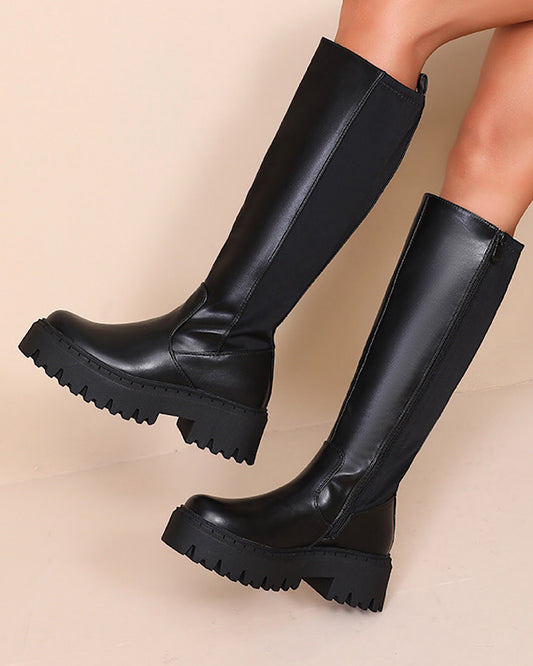 Black Below the Knee Platform Boots