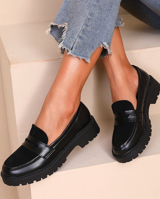 Black Faux Leather Loafers