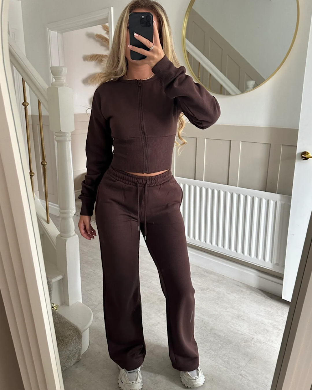 Chocolate Cinch Waist Jacket and Joggers Suit